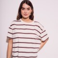 Imagen de Remera Algodon Lavado Rayada Marron - Marron