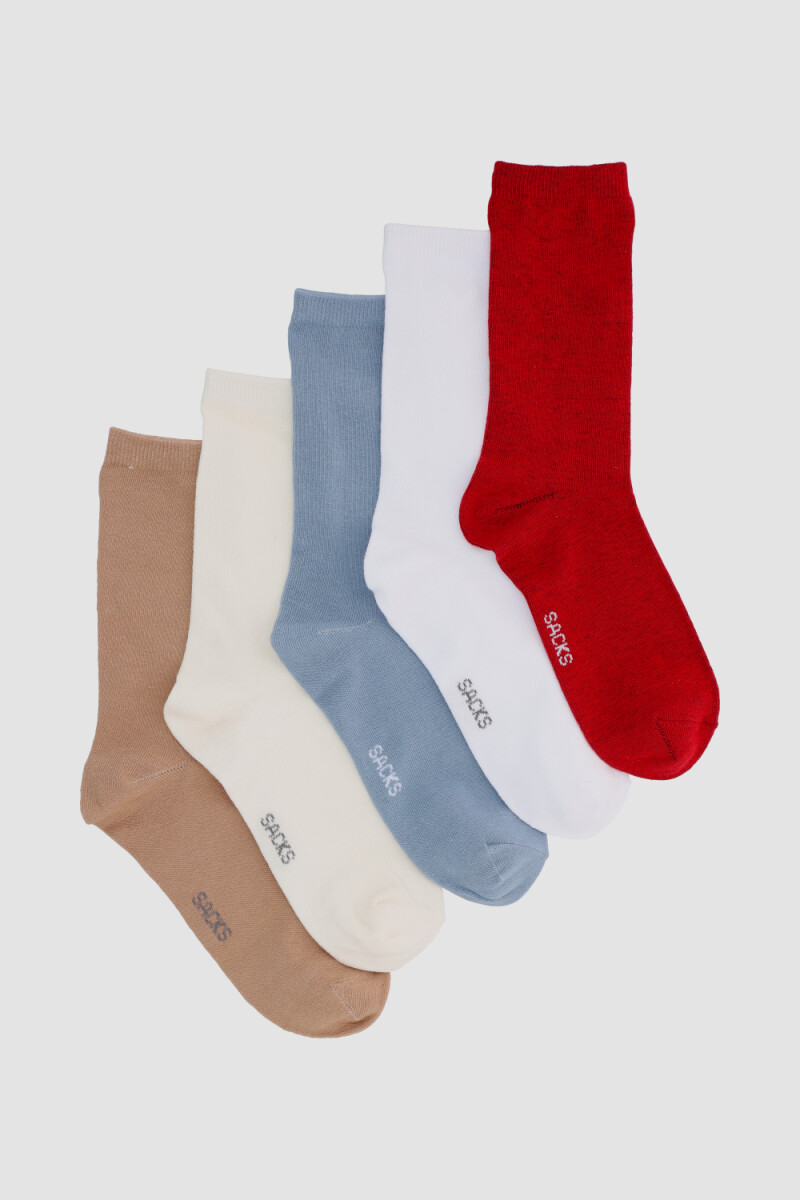 Packs de cinco medias lisas. de algodón. en varios colores s Variante 37