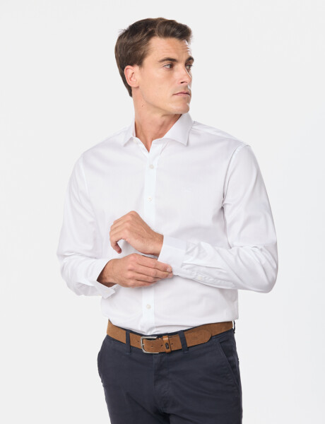CAMISA DE VESTIR CON SPANDEX Blanco