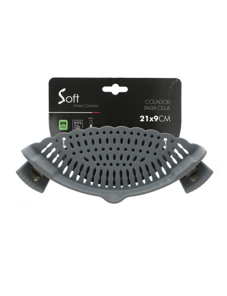 COLADOR SILICONA CON CLIP P/OLLA 21X9CM GRIS COLADOR SILICONA CON CLIP P/OLLA 21X9CM GRIS