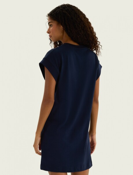 VESTIDO CORTO DE MANGA CORTA AZUL