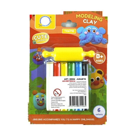 PLASTICINA BARRAS X6 P/MOLDEAR + RODILLO 7CM BLISTER PLASTICINA BARRAS X6 P/MOLDEAR + RODILLO 7CM BLISTER