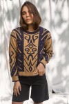 Scrollwork Sweater Beige / Azul