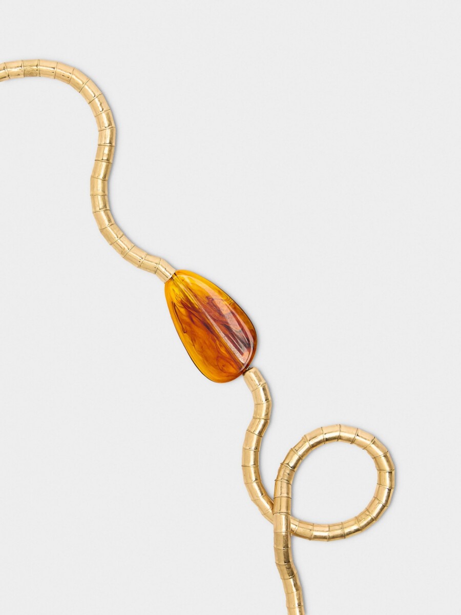 Collar Cadena De Serpiente Con Colgante marron