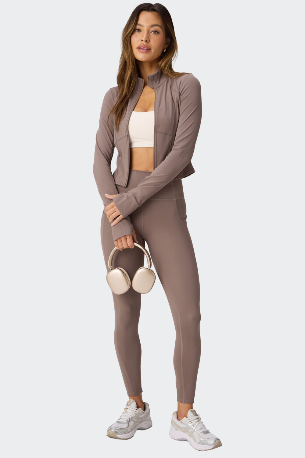 Campera Fabletics Perfect Storm Cropped Marrón