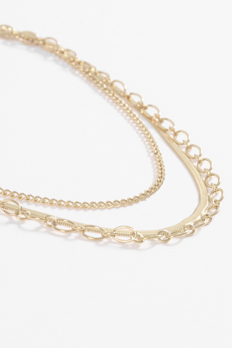 Collar acero triple dorado