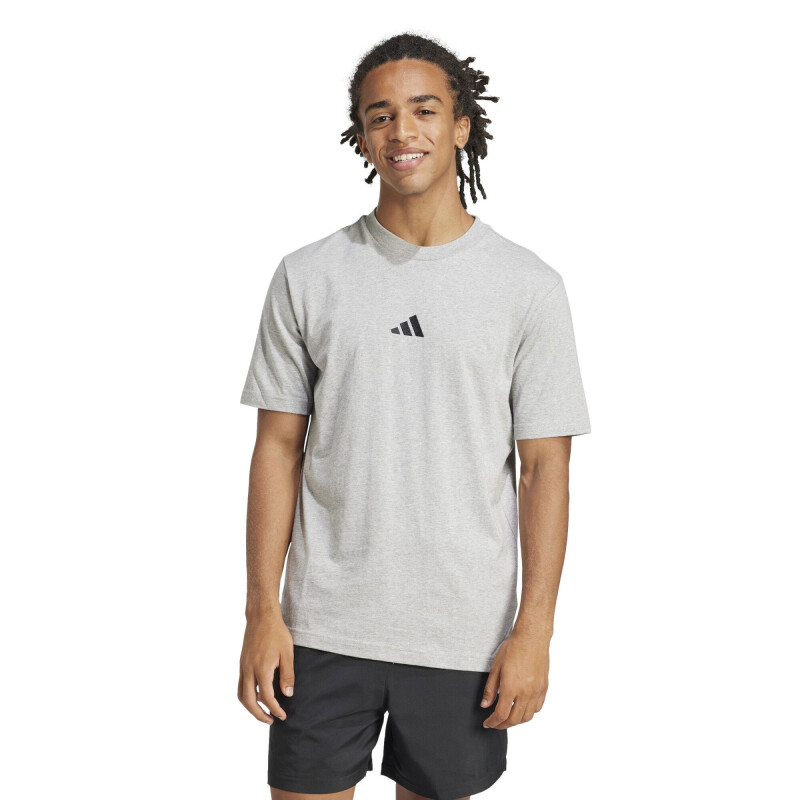 Remera de Hombre Adidas Essentials Logo Gris - Negro