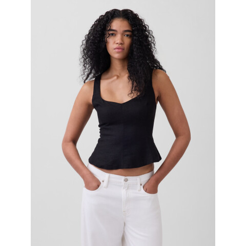 SL PEPLUM TOP BLACK