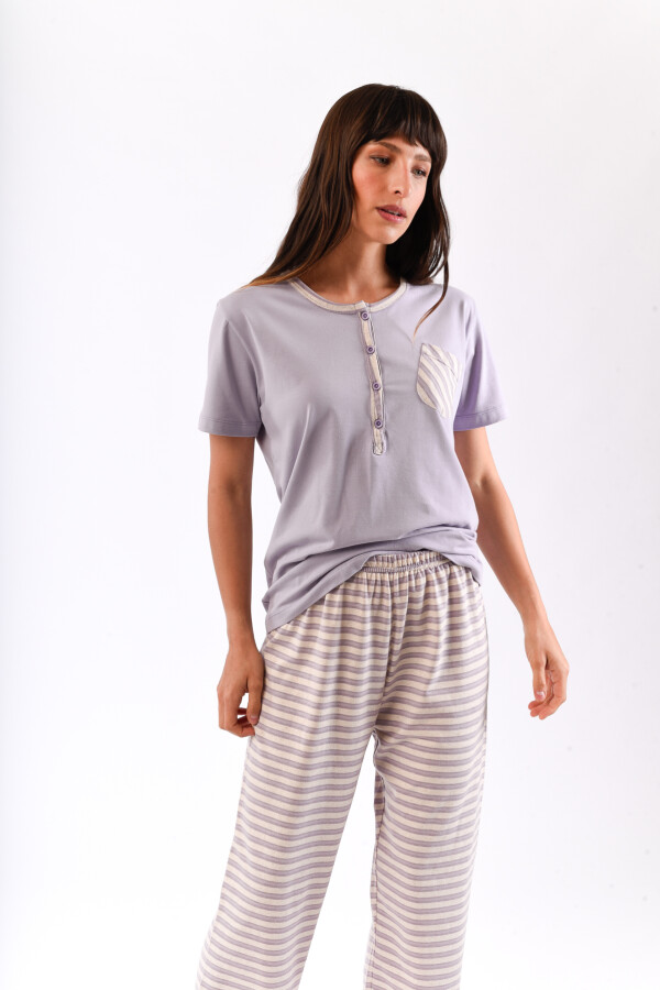 Pijama Manga Corta Capri Lila