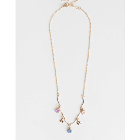 Collares Cortos Con flores Dorado