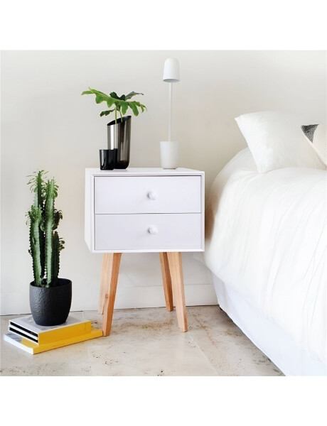 MESA DE LUZ 2 CAJON 40X40X60CM MADERA CON BLANCO MESA DE LUZ 2 CAJON 40X40X60CM MADERA CON BLANCO