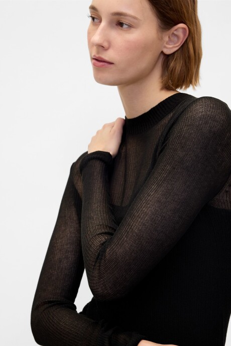 SHEER FITTED CREW Black
