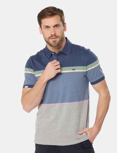 REMERA POLO RAYADA Azul