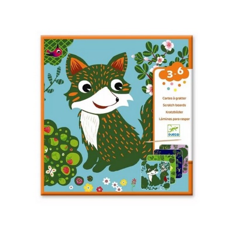 SCRATCH3-6 Set X4 Láminas Para Raspar 3-6 Años Djeco - Zorro