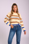 Buzo de punto tejido a rayas Crudo