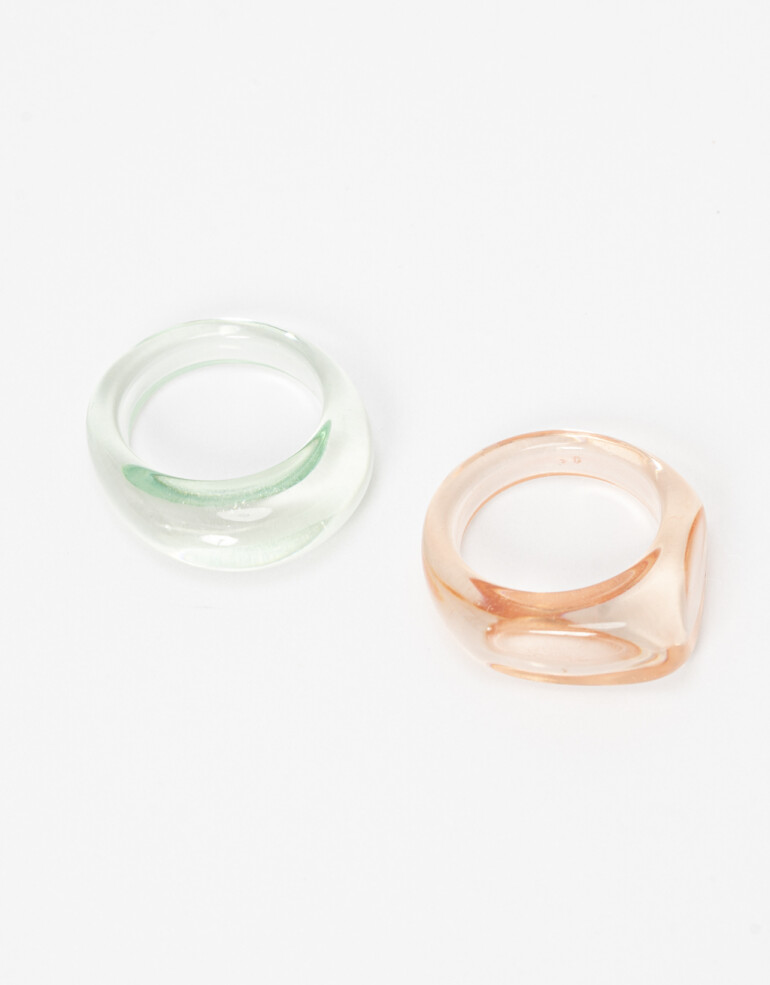 Sets Anillos Acrilico Set De Anillos De Resina - Combinacion Bicolor