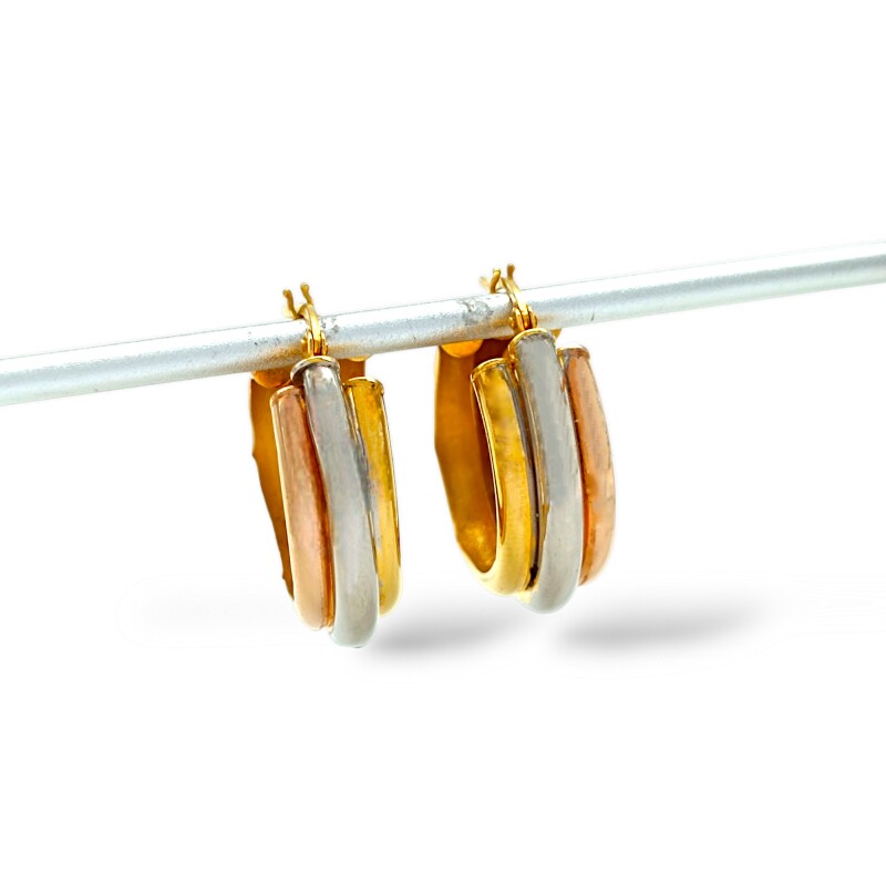 Caravanas aros de oro 3 lineas- Oro bajo - Sin piedra- CA8033 sinpiedra