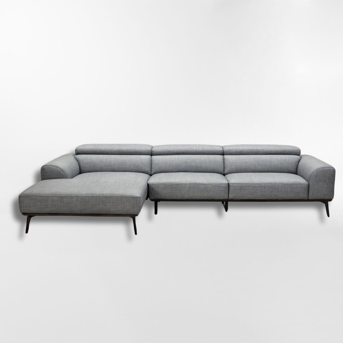 Sofá con chaise DUNA TELA GRIS IZQUIERDO 