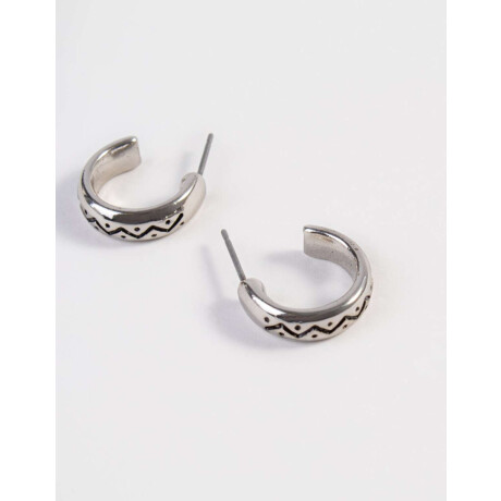 Argollas Con Textura Plateado Rodio