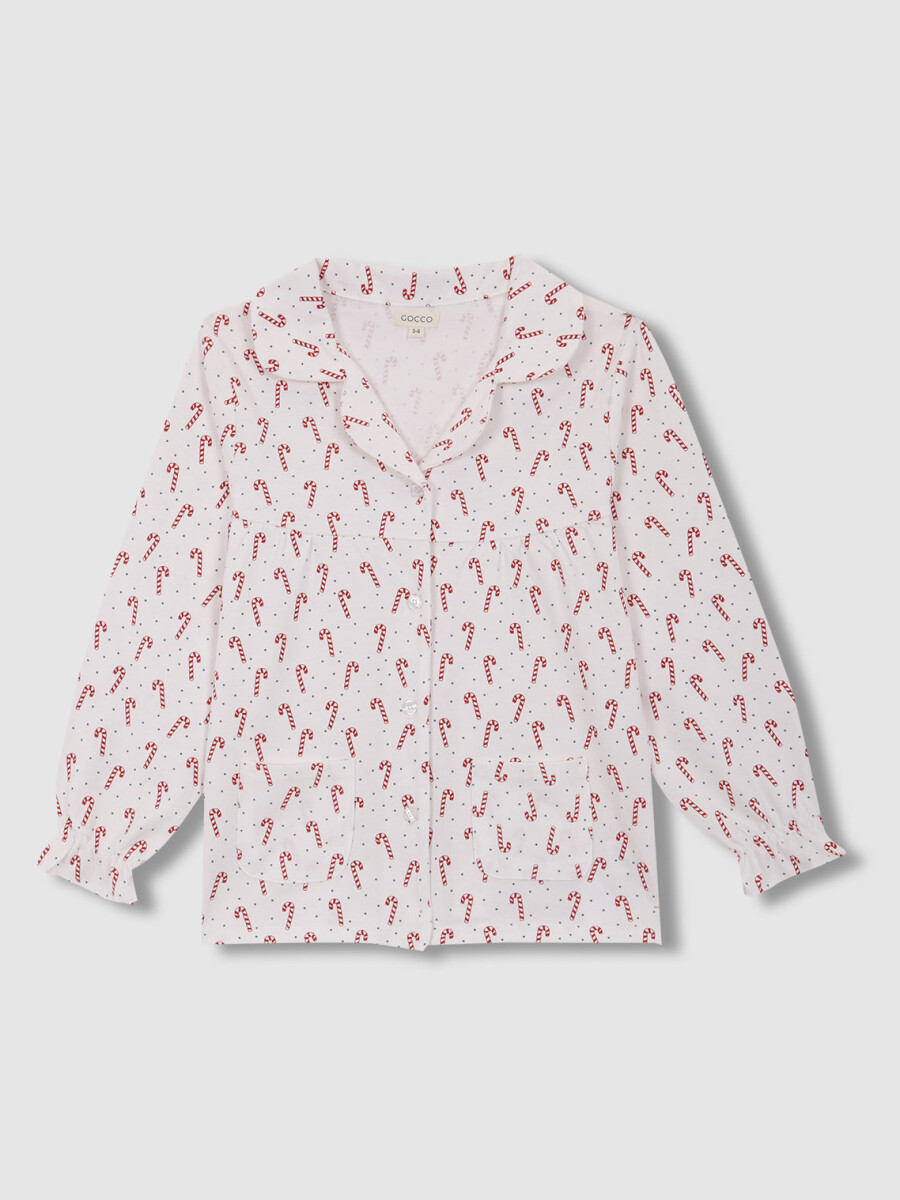 Pijama Estampado Elefantitos Blanco Roto