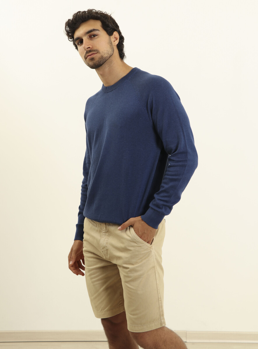 SWEATER HARRINGTON LABEL - Azul Piedra Melange 