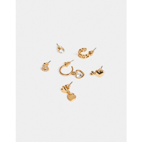 Set De Mix Aros Corazones Dorado