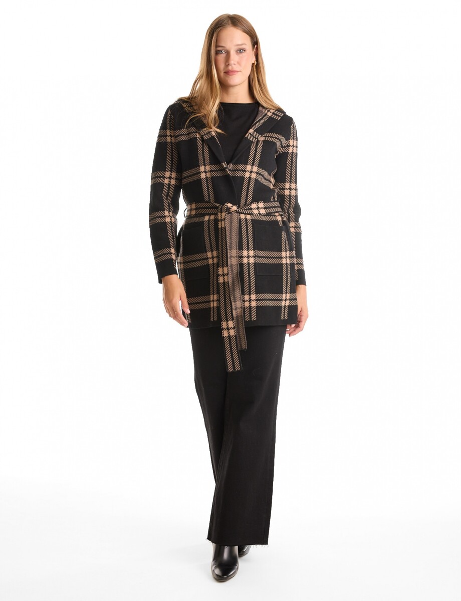 Cardigan Capucha - Negro/beige 
