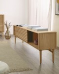Mueble TV Lenon 200 x 57 cm de madera maciza y chapa de roble