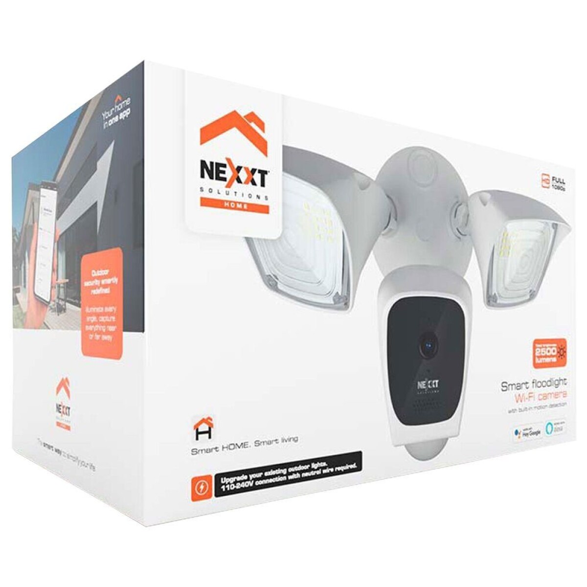 Cámara de vigilancia nexxt home con luces wi-fi 1080p full hd nhc-f610 Blanca