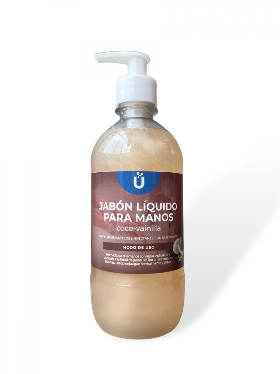 Jabon de manos líquido antibacterial 500ML C/dispensador - Coco y Vainilla 