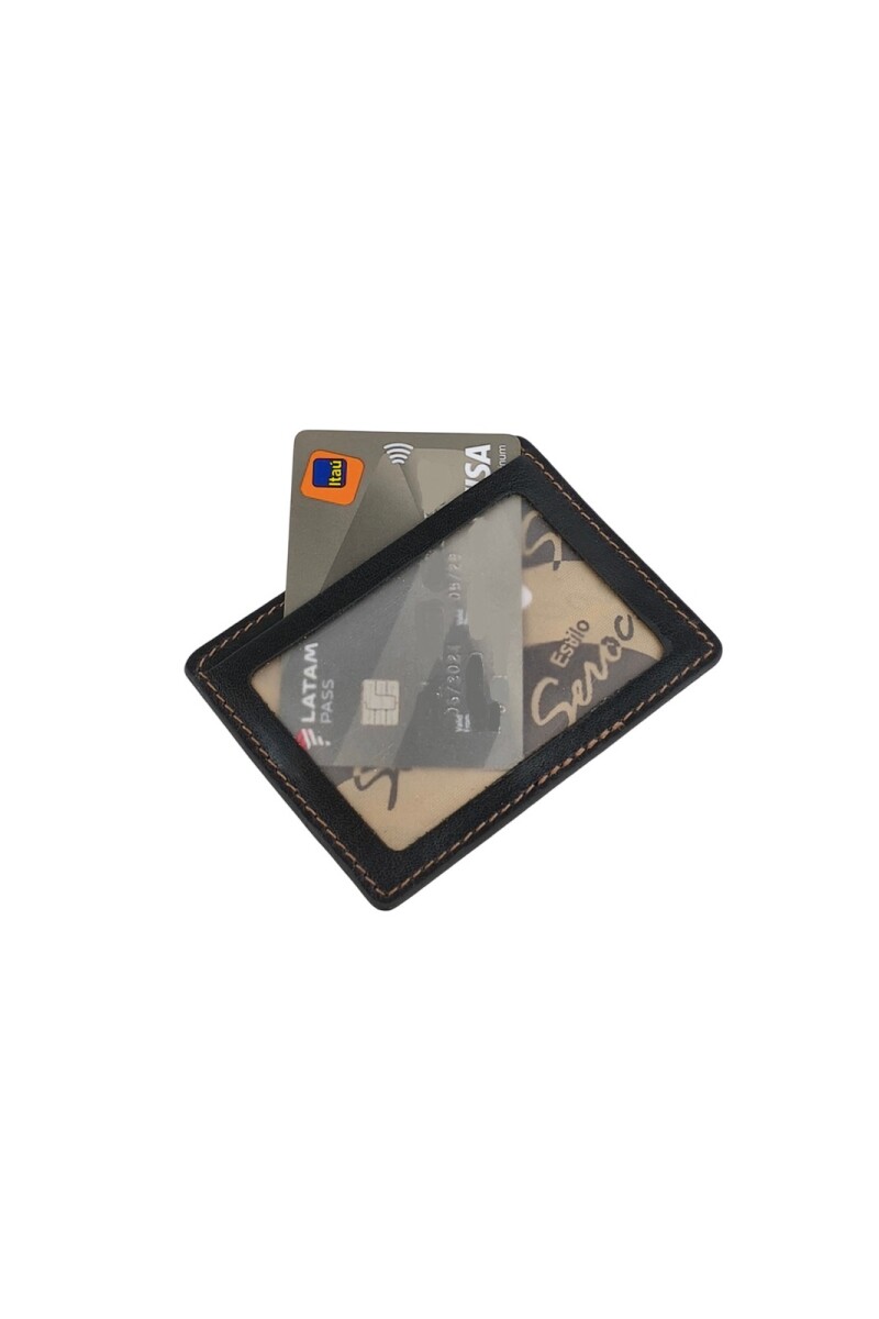 Porta Tarjetas de Cuero Compacto y Elegante. Negro