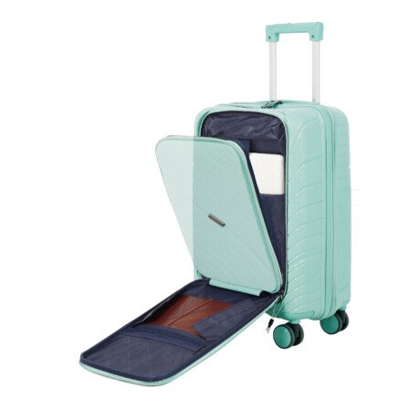 Valija Carry On con bolsillo para laptop Verde agua