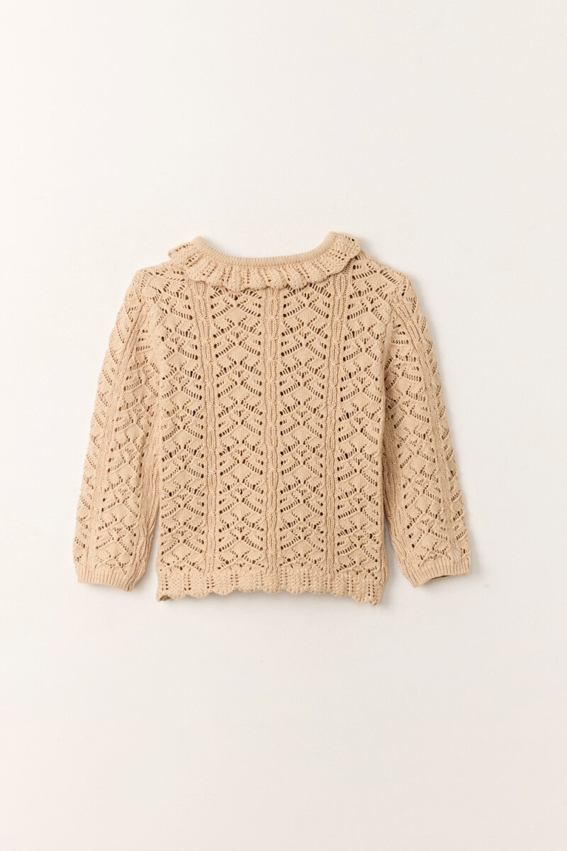 Saco tejido volado en cuello Beige