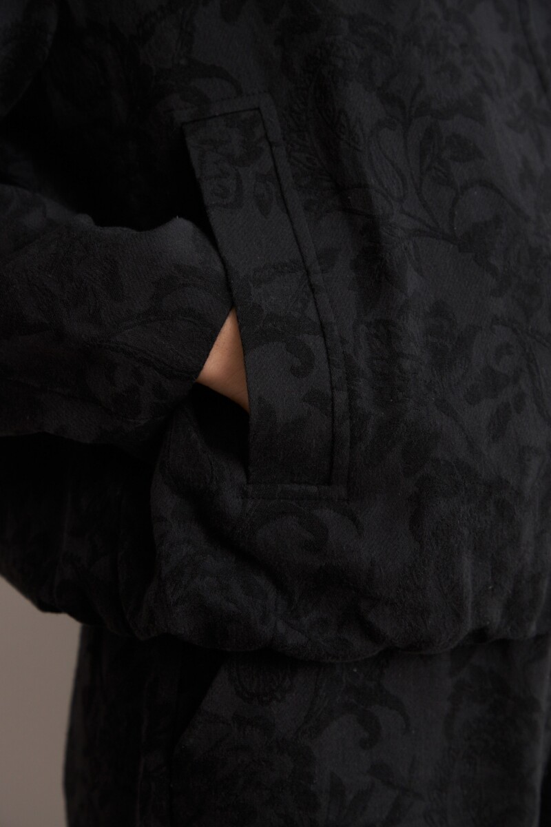 Chaqueta bomber jacquard floral negro