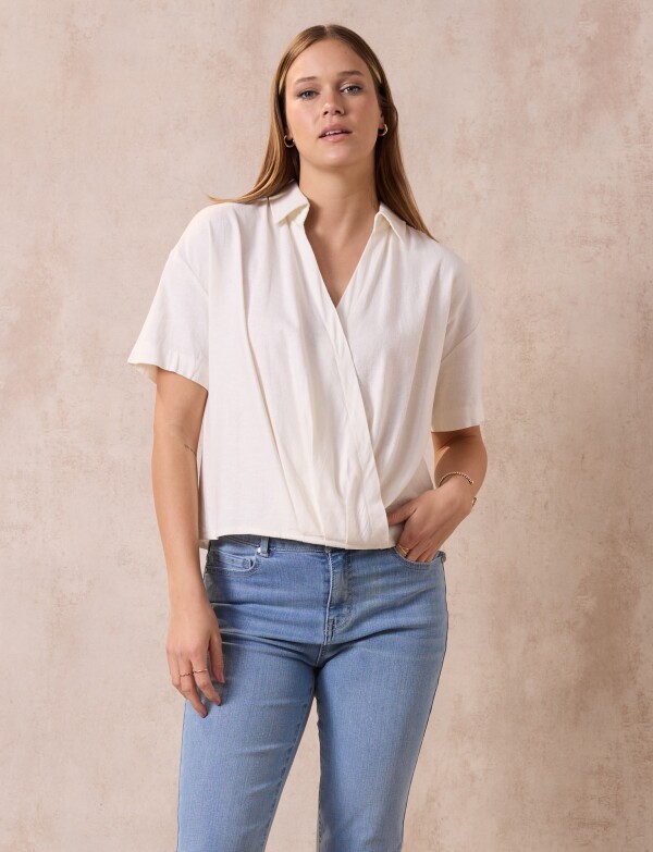 Blusa Lino Cruzada CRUDO