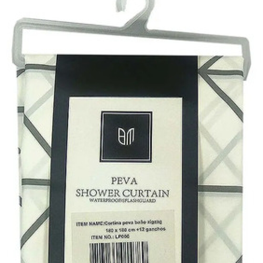 Cortina peva baño zigzag 180 x 180cm +12 ganchos Cortina peva baño zigzag 180 x 180cm +12 ganchos