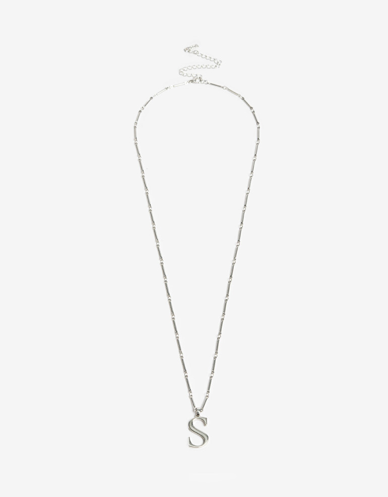 Collares Largos Metal Collar Largo Inicial S - Plateado Rodio