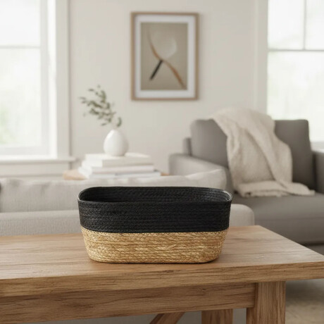 Cesto Canasto Fibra Natural Paramount Decoración 32x26x12Cm Negro