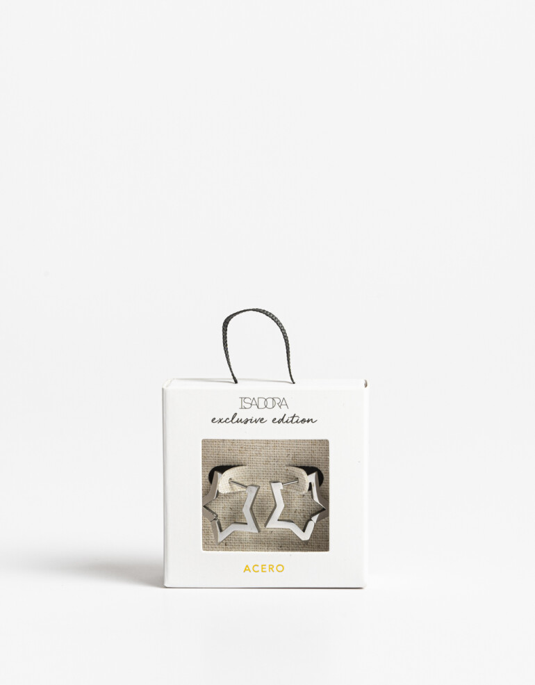 Aros Argollas Metal Aros Argolla De Acero Estrella - Plateado