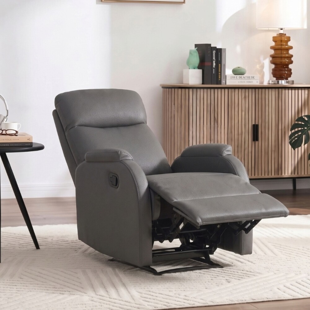 Sillón Recliner 1 Cuerpo Cuero Sintético - Adri Grafito