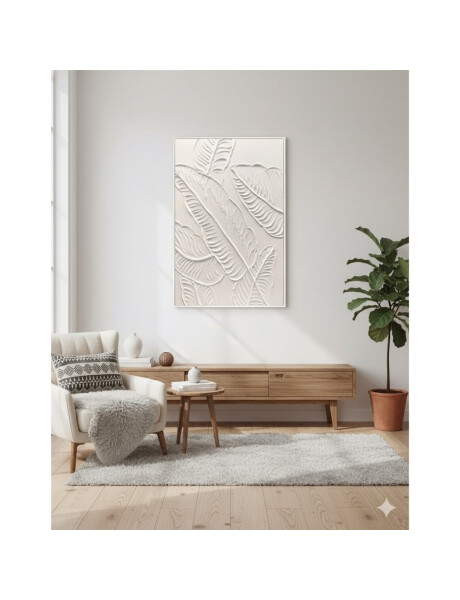 CUADRO CANVAS 60x90cm MARCO PINTURA HOJAS BLANCAS CUADRO CANVAS 60x90cm MARCO PINTURA HOJAS BLANCAS