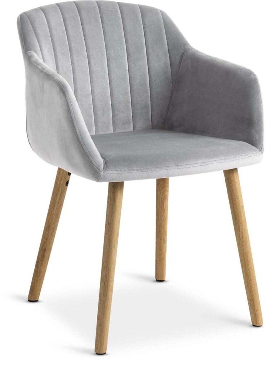 Silla De Comedor Adslev Terciopelo Gris/Nat - Gris/Natural 