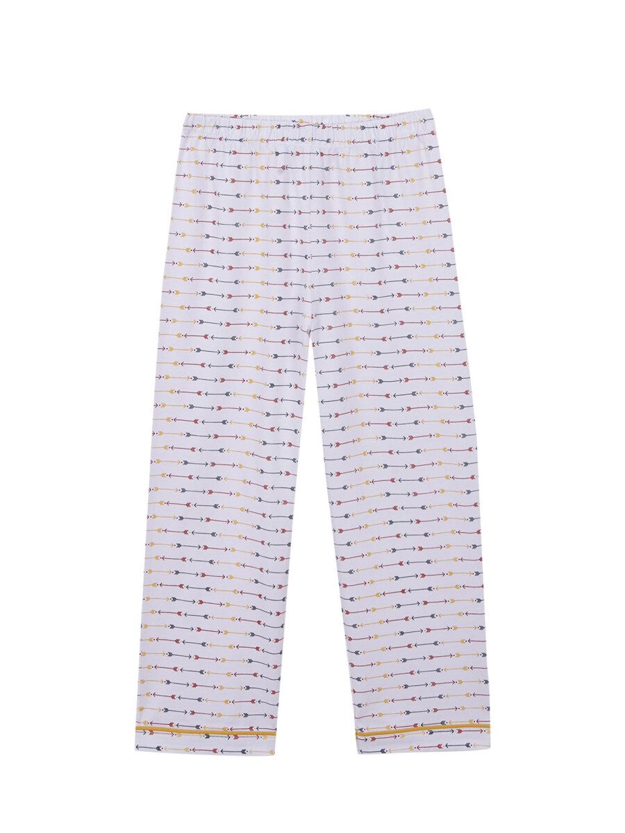 Pijama Estampado Con Vivo A Contraste Blanco Optico