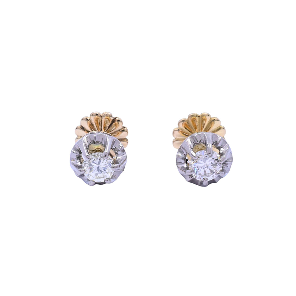 Caravanas oro 18k 2 tonos con brillantes. Caravanas oro 18k 2 tonos con brillantes.