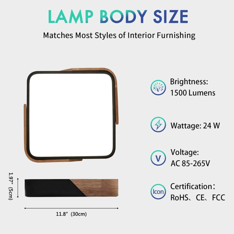 Luminaria Plafon Led 30 X 30cm Metal Y Madera Varios Colores Luminaria Plafon Led 30 X 30cm Metal Y Madera Varios Colores