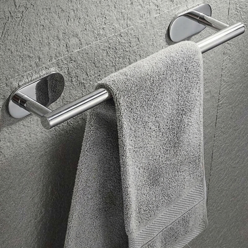 Toallero adhesivo para baño plateado 40cm Toallero adhesivo para baño plateado 40cm