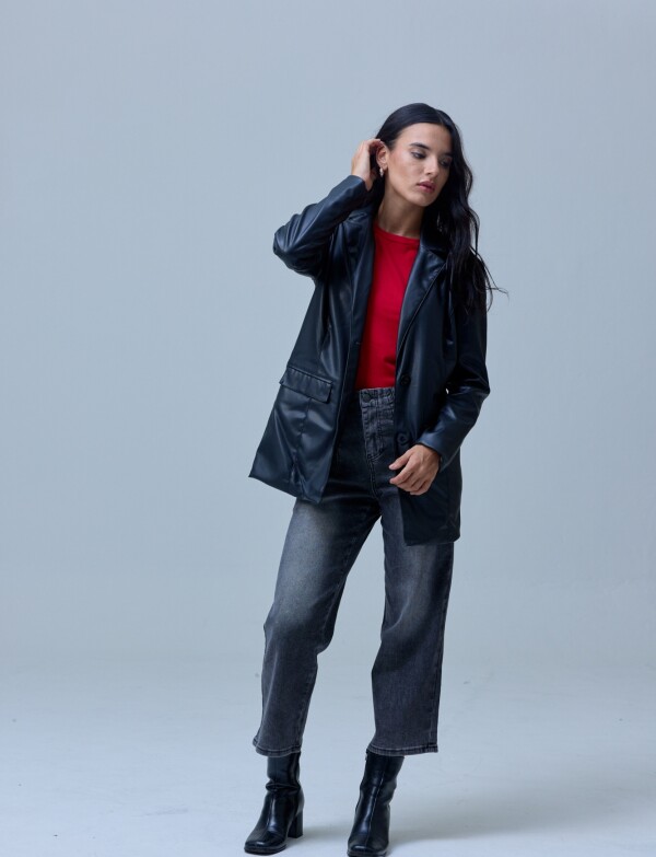 Blazer Eco Cuero Oversized NEGRO