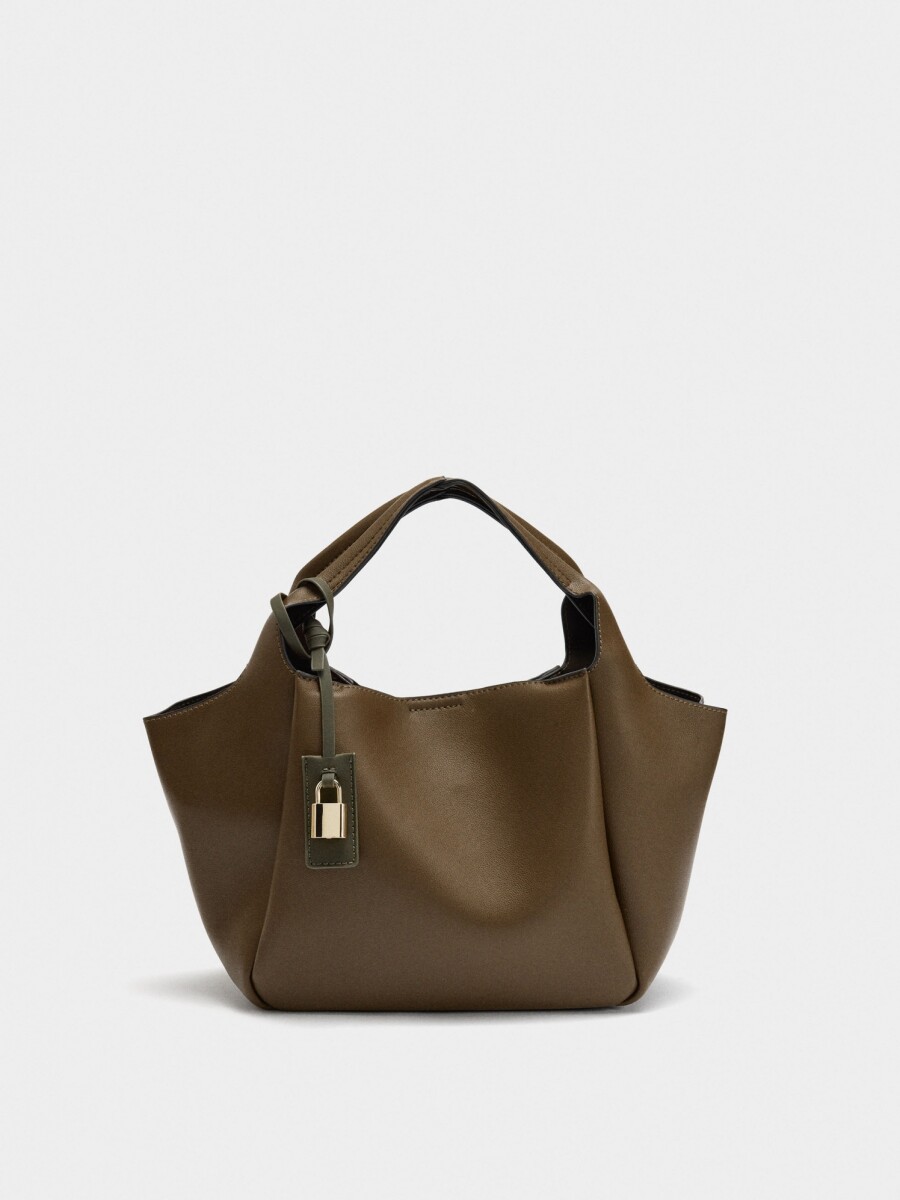 Bolso Tote Con Penduro camel
