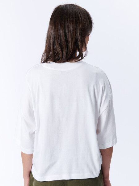 Remera manga 3/4 cuello alto Blanco