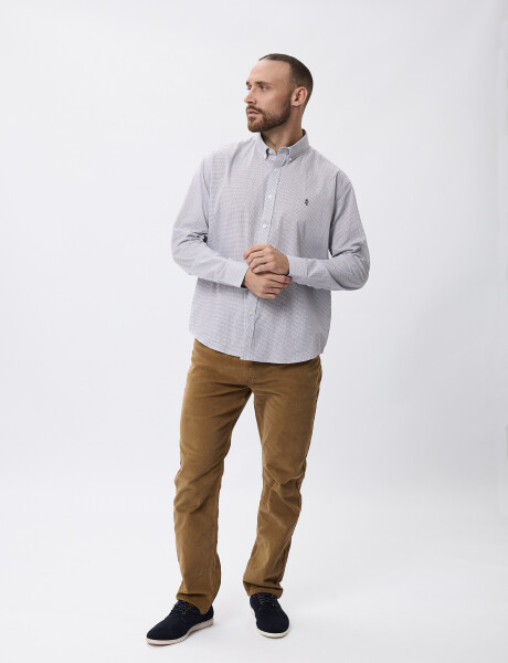 Camisa m/l microcuadros negro